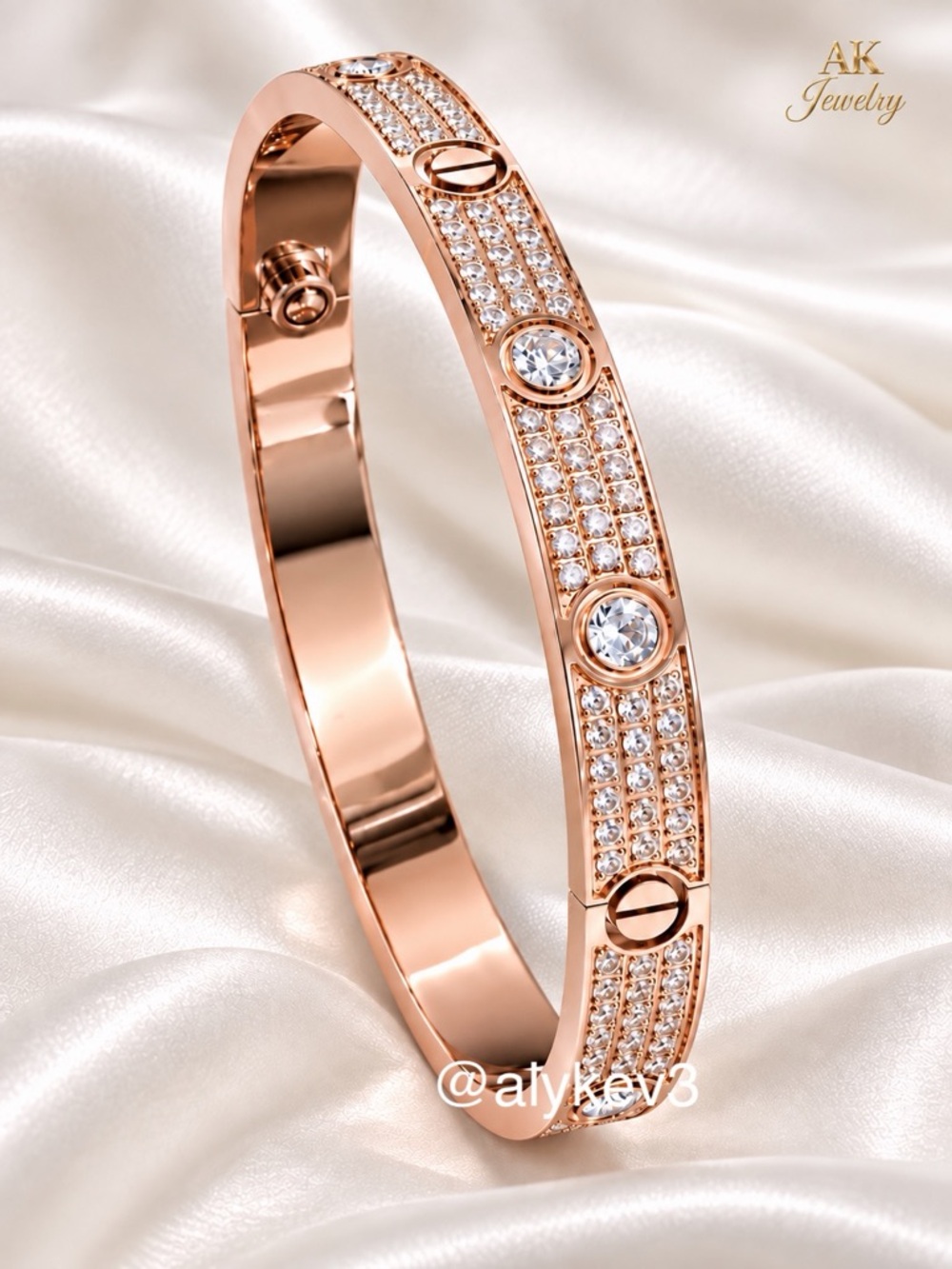 💎LUXURY ROSE Pave Diamond Style Design Bracelet, Bangle, Cuff CZ - AK Jewelry™
